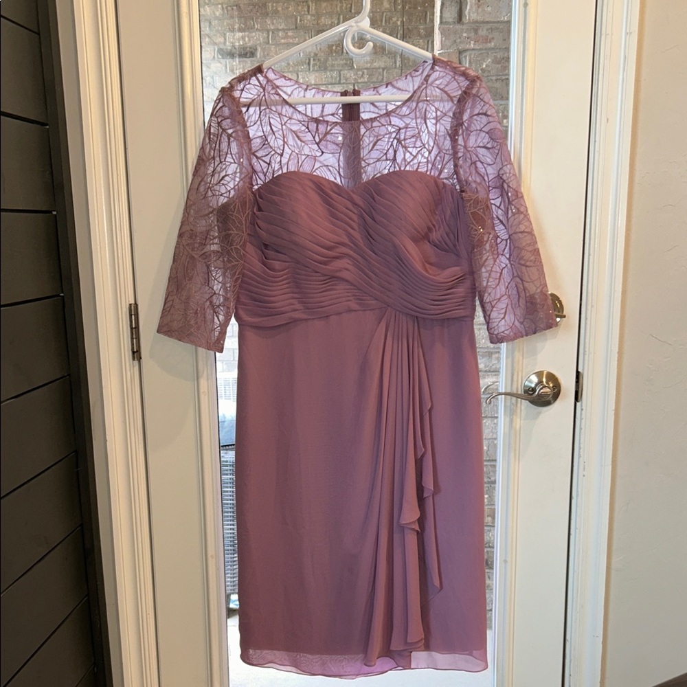 His Housr Elegant Mauve Lace Dress with mid sleeves.